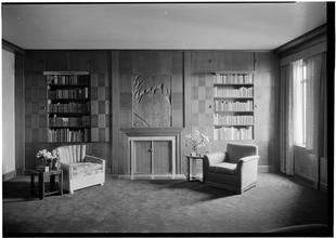 Maurice S. Benjamin [residence], 211 Central Park West, N.Y.C. Living room direct view to fireplace.