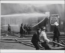 [Building on fire.]