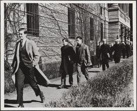 Columbia University exterior with men