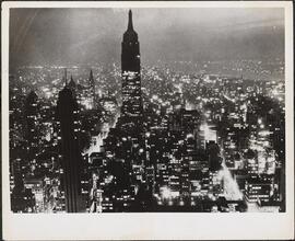 Aerial view of Empire State Building at night