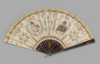 Folding fan of hand-painted skin leaf