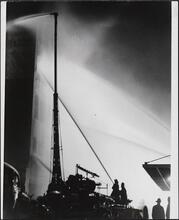 [5 alarm fire at 8th Street and Broadway.]