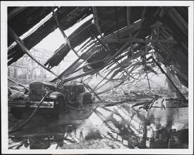 [Ruins of a building after a fire.]