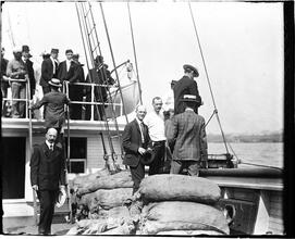 On the Roosevelt (Peary Expedition, 1905) [group of men on the boat Roosevelt]
