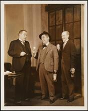 [Walter C. Kelly as Solomon Fitzmaurice, J. Edward Bromberg as Wingblatt, and Russell Collins as Peebles in "Both Your Houses".]