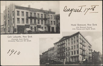 Cafe Lafayette and Hotel Brevoort, New York.