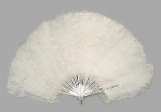 Folding feather fan of white ostrich