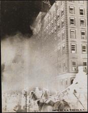 [Building on fire.]