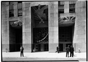 Rockefeller Center. RCA Building, main entrance detail direct view.