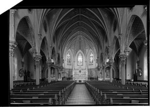 Our Lady of Good Counsel [Church]. General Interior chancel lighted.
