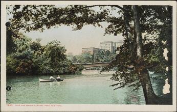 Lake and Bridge, Central Park, New York.