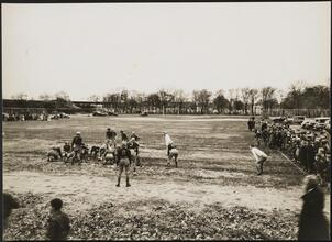 Avenue M and Ocean Parkway. Friends School ballfield. Football team playing Adelphi Academy