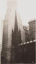 [Trinity Church opposite Wall Street, against Irving Trust Company Building.]