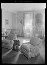 Carroll Carstairs [residence]. Living room down shot on two chairs.