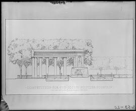 Joseph Pulitzer Fountain competition. Section through fountain, 1/4" x 1'.
