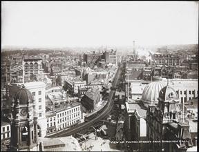 [View up Fulton Street from Borough Hall.]