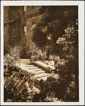 The Towers. Garden steps with child