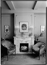 Bernard Benson [residence]. Bedroom toward fireplace.