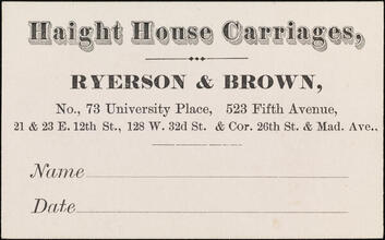 Haight House Carriages, Ryerson & Brown
