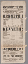 Friday evening, December 1, 1865, will be presented the magnificent drama of "Kenneth; or, The Weird Woman of the Glen"