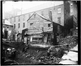 New York, Old house (torn down) in Bleeker Street, on a back lot between Mercer and Greene Streets.