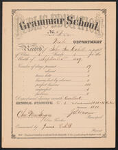 Record of John Jas. Cahill, a pupil of Class 1, Grade 1
