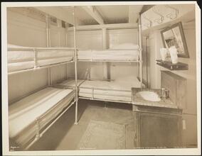 French Line, S.S. "Roussillon" Pier 99 North River, Interior, Third Class 4 Berth Stateroom #480-486.