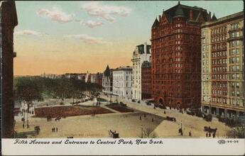Fifth Avenue and Entrance to Central Park, New York