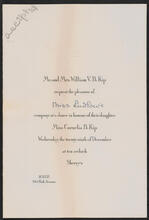[Mr. and Mrs. William V. B. Kip request the pleasure of Miss Ludlow's company at a dance in honour of their daughter Miss Cornelia B. Kip.]