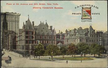 Plaza at 5th Avenue and 59th Street, New York, showing Vanderbilt Mansion.