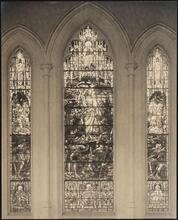 [Stained glass windows in a church.]