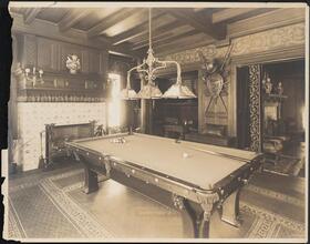 [Interior, billiard room.]