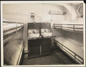 French Line, S.S. "Suffren" Pier 57 North River, Third Class, Interior, 4 Berths Stateroom #636.