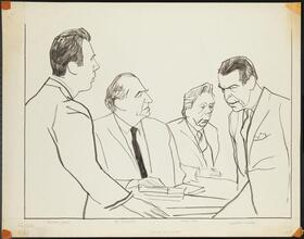 [Richard Kiley, Ed Begley, Henry Jones and Chester Morris in "Advise and Consent".]