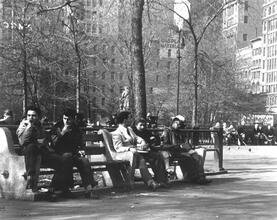 Untitled [People on park bench, Union Square]