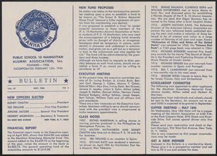 Public School 10 Manhattan Alumni Association Bulletin