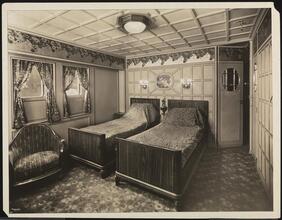 French Line, S.S. "Paris" (First & Second Classes), Grand Suite de Luxe Bedroom.