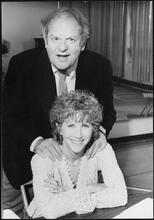 [Jack Weston and Julie Harris in rehearsals for "Break a Leg".]