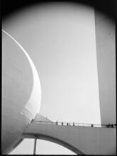 [Helicline between Trylon and Perisphere, New York World's Fair.]