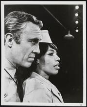 [Jason Robards as Captain Starkey and Diana Sands as Ruth in "We Bombed in New Haven".]
