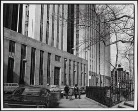 [Looking northwest from Columbus Park toward the Criminal Courts Building.]