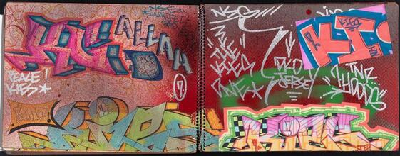 [Pages in sketchbook belonging to Kies TNR.]