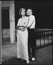 [Sally Ann Howes as Kit Sargent and Steve Lawrence as Sammy Glick in "What Makes Sammy Run?".]