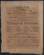 Third night of Mr. Wood's engagement. On Monday evening, September 17, 1810, will be presented the comedy, "The Wheel of Fortune"