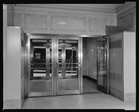 101 Park Avenue. Building, new entrance on East 41st Street, interior of doors from lobby.