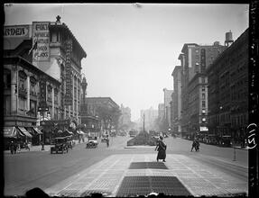 Broadway Series. Looking north from 96th Street. Keith's and Shubert's theaters at left - and Fox's Japanese Gardens. West side of street.