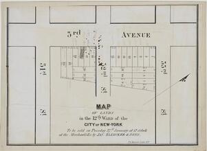 Map of Lands in the 12th Ward of the City of New-York To be sold on Tuesday 27th January at 12 o'clock at the Merchant's Ex. by Jas. Bleecker & Sons