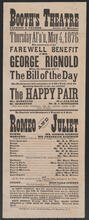 Thursday afternoon, May 4, 1876, farewell benefit of Mr. George Rignold
