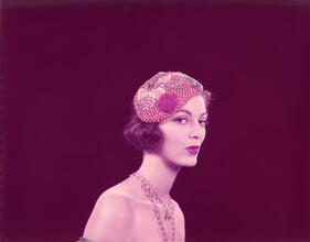 Mr. John's Orange Embroidered Hat--Model Carmen