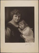 [Unidentified woman and child in a sailor shirt]